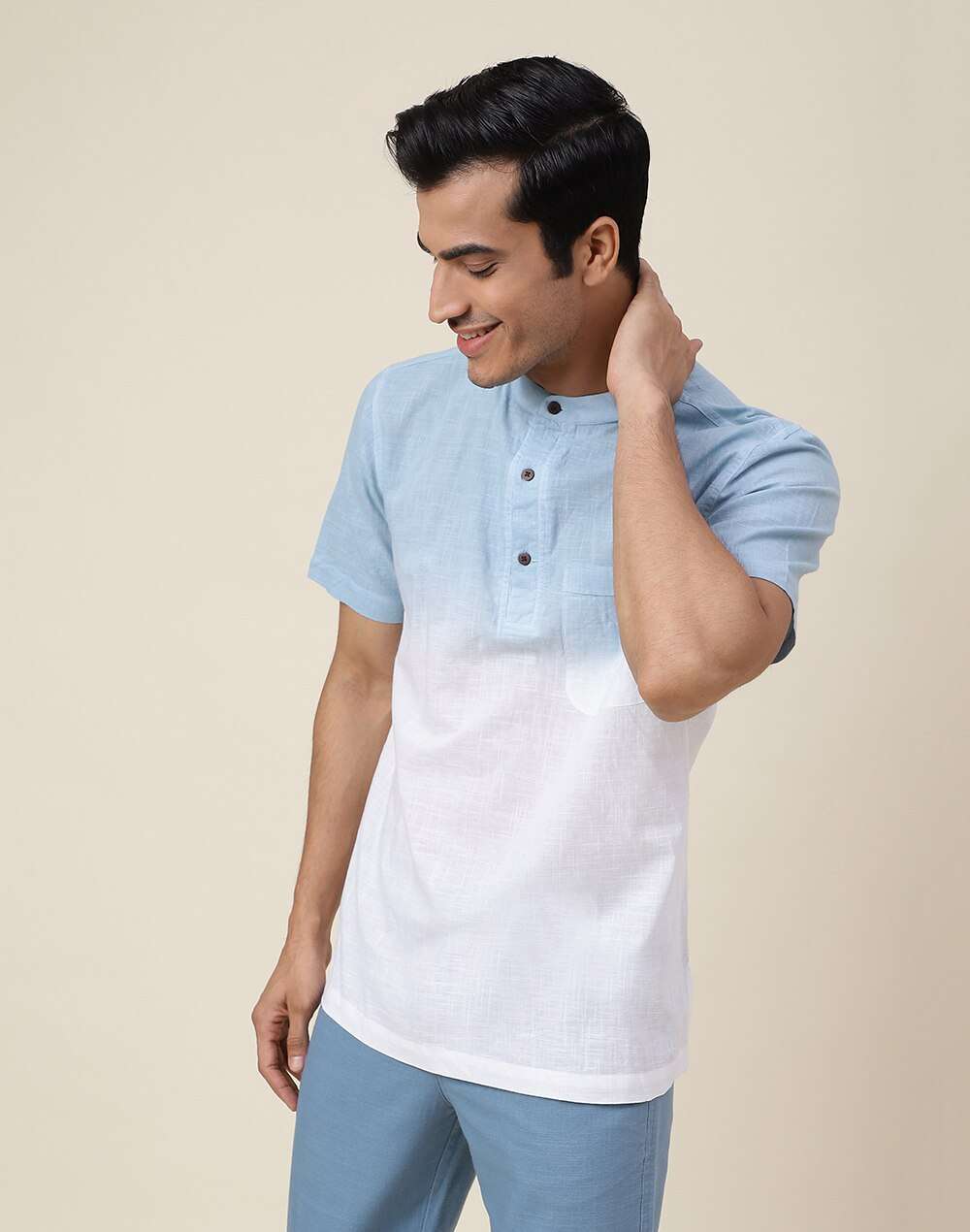 Cotton Printed Mid Placket Shirt