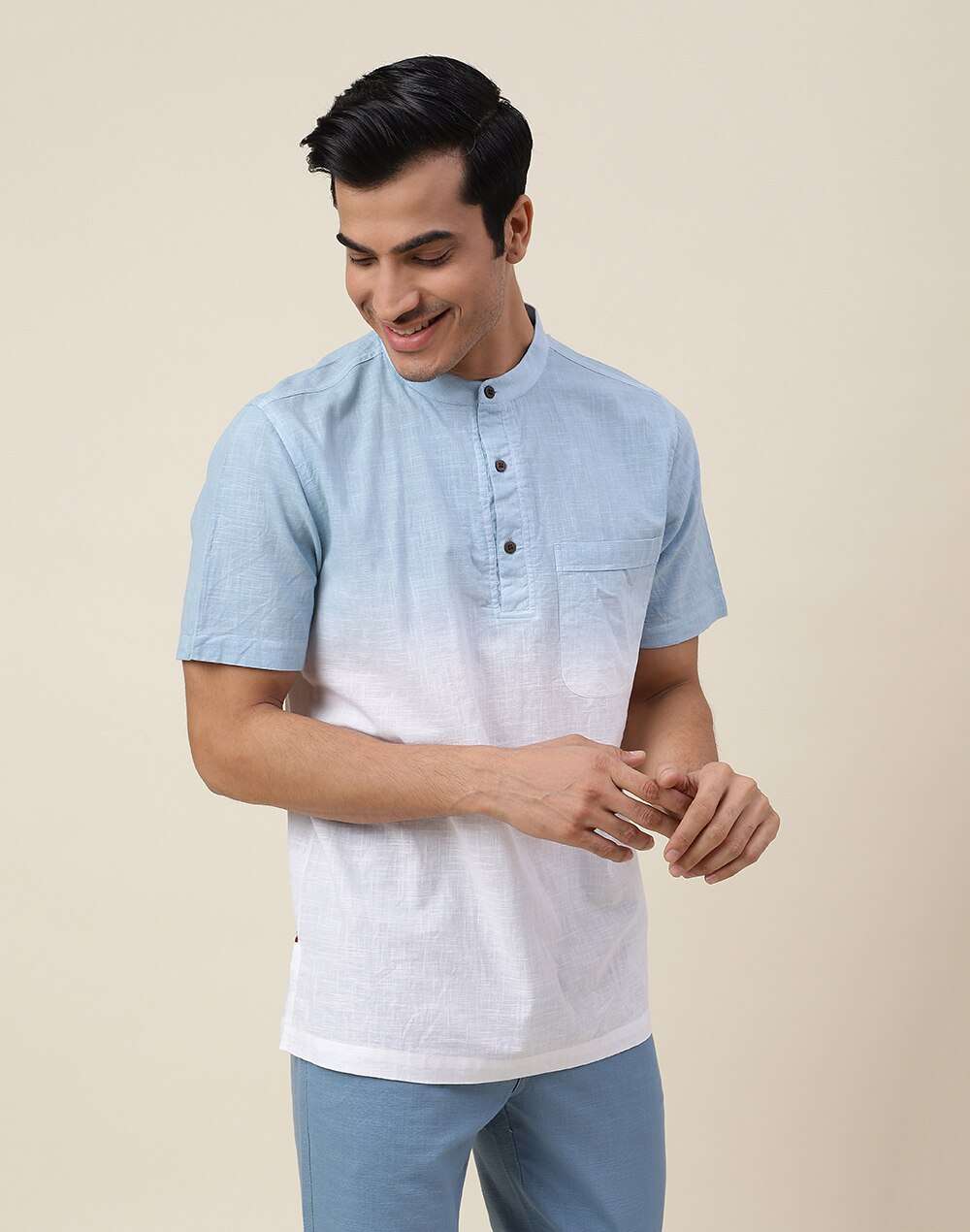 Cotton Printed Mid Placket Shirt