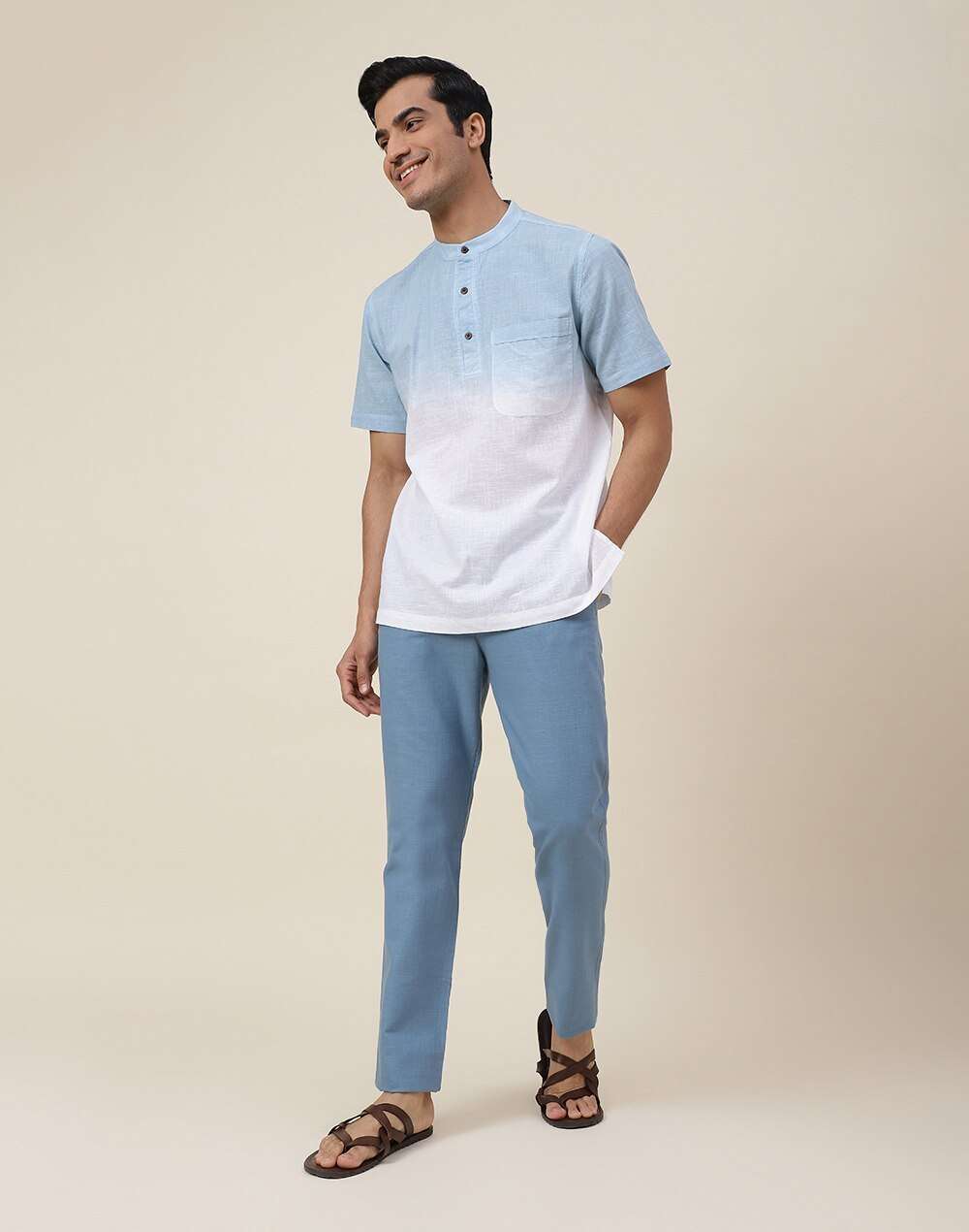Cotton Printed Mid Placket Shirt