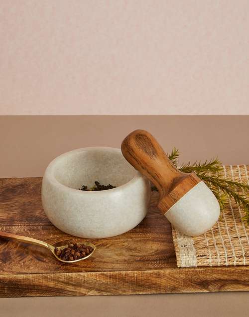 Rasoi Marble Mortar Pestle Set Rasoi Marble Mortar Pestle Set