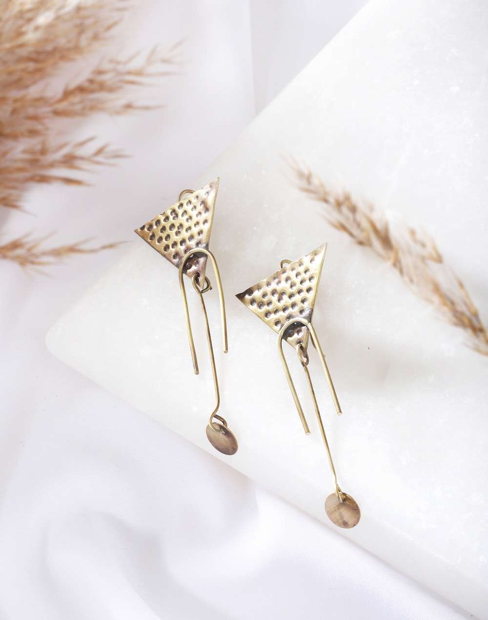 FabNu Metal Golden Dangler Earrings