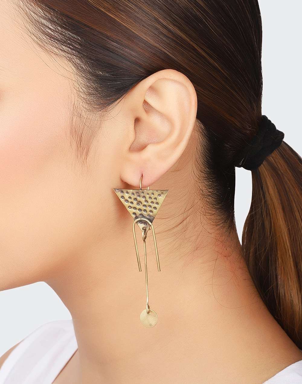 FabNu Metal Golden Dangler Earrings