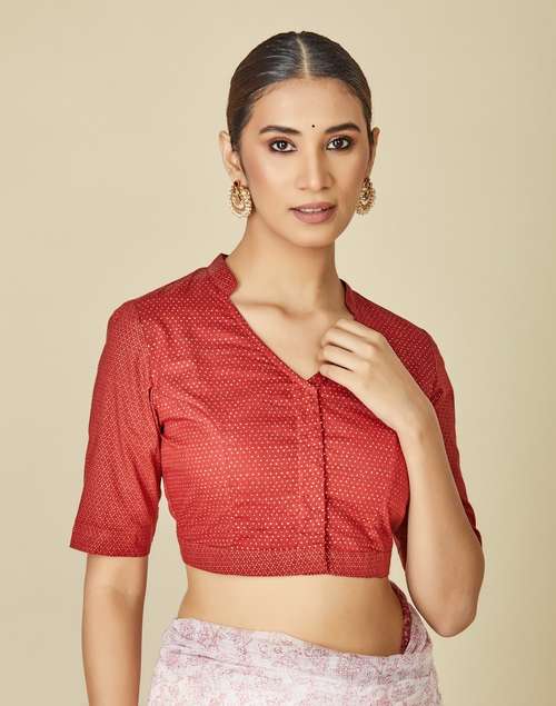 Hand Blocked Dot Print Cotton Blouse Hand Blocked Dot Print Cotton Blouse