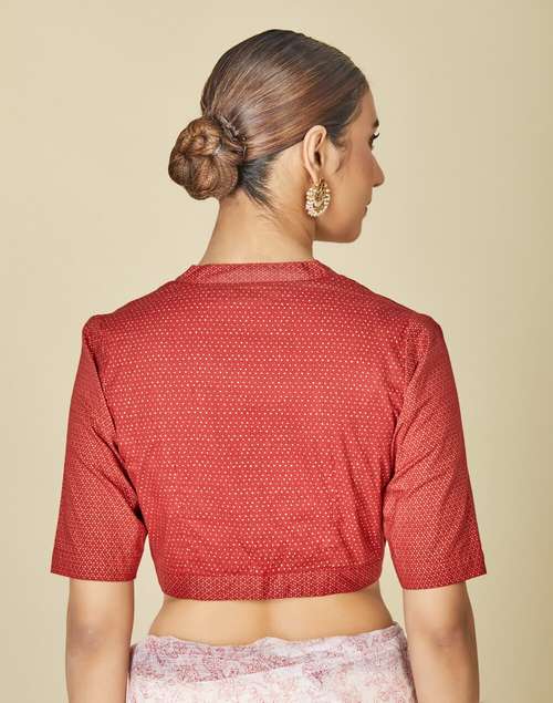 Hand Blocked Dot Print Cotton Blouse Hand Blocked Dot Print Cotton Blouse