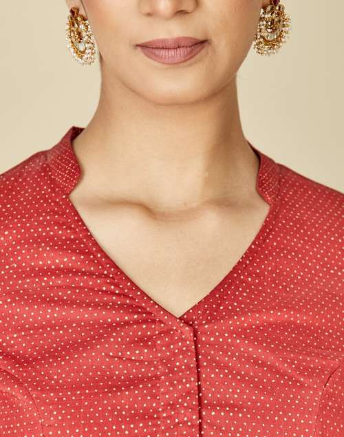 Hand Blocked Dot Print Cotton Blouse Hand Blocked Dot Print Cotton Blouse