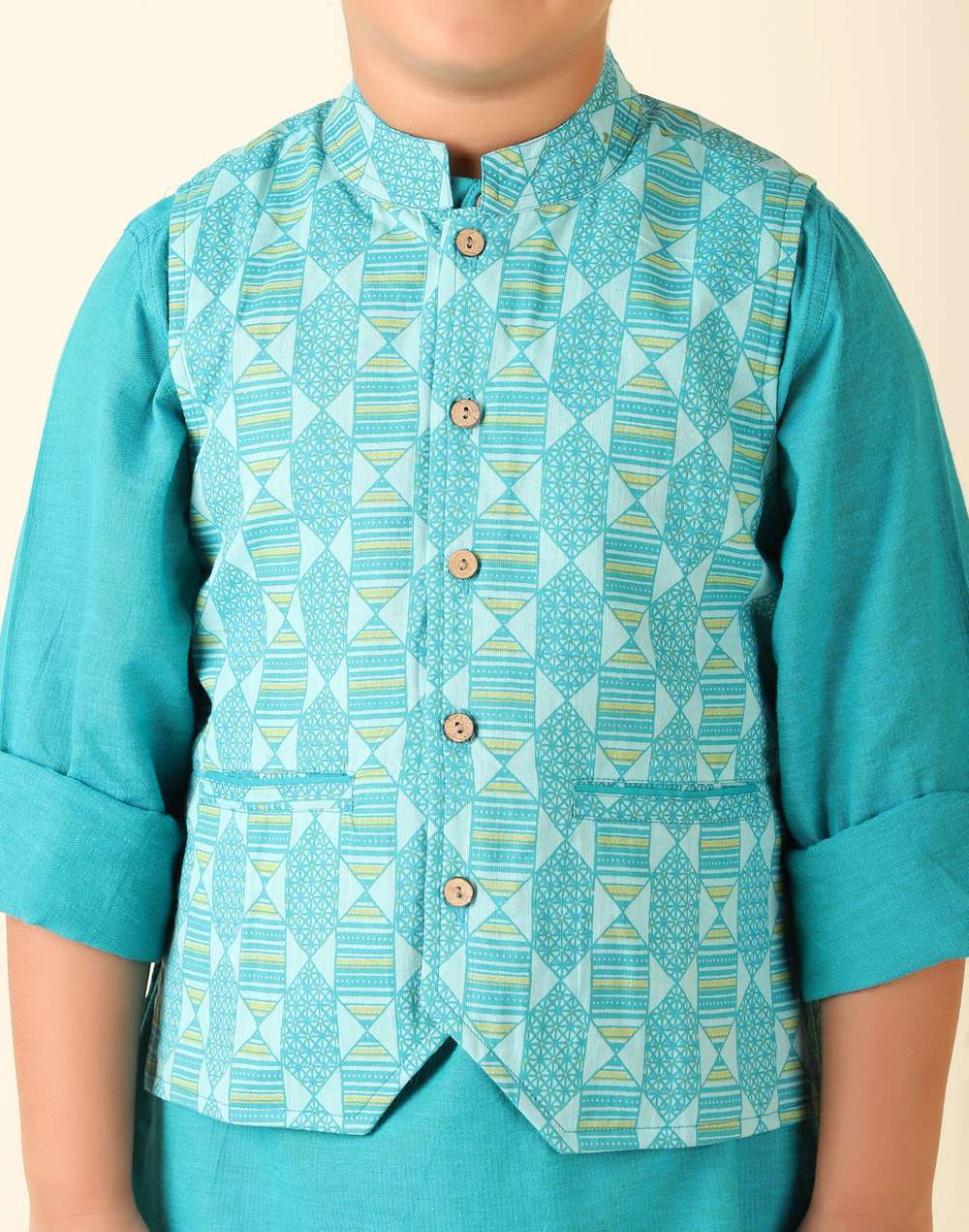 Green Cotton Printed Kurta Set