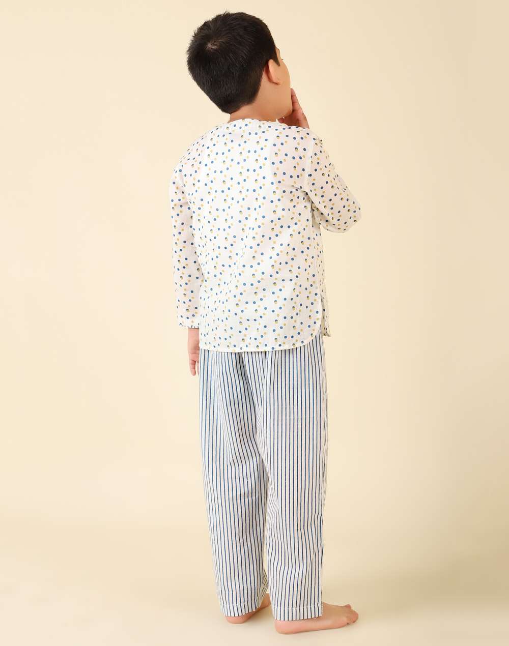 Blue Cotton Printed Sleepwear