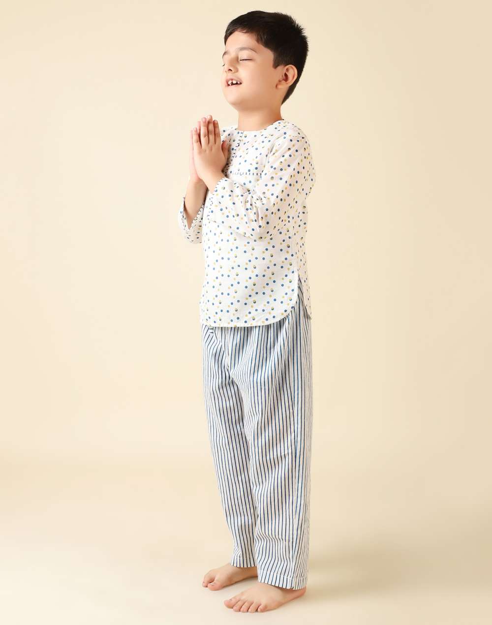 Blue Cotton Printed Sleepwear