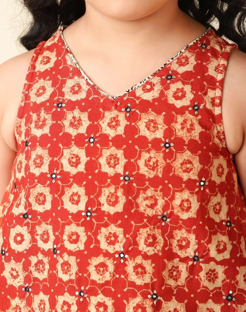 Hand Block Print Cotton Sleeveless Salwar Set