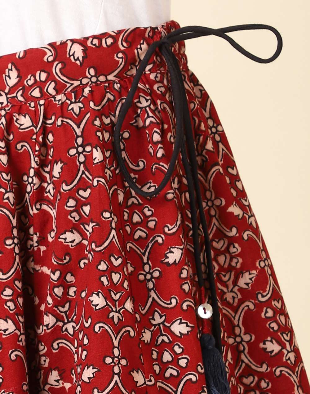 Maroon Cotton Printed Lehenga Set