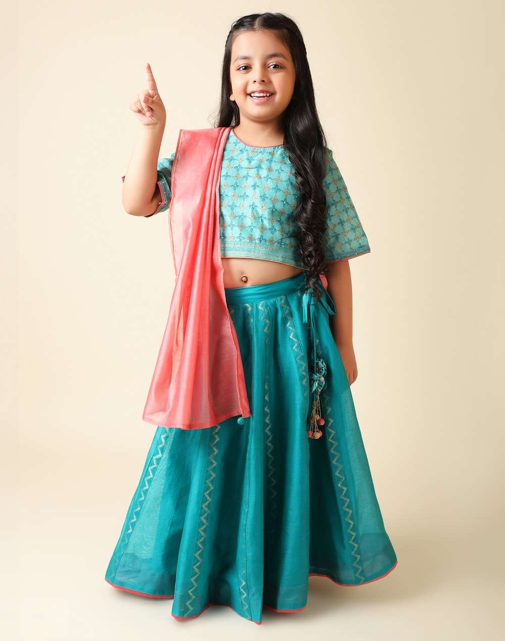 Hand Block Cutwork Cotton Silk Printed 3 Pcs Set