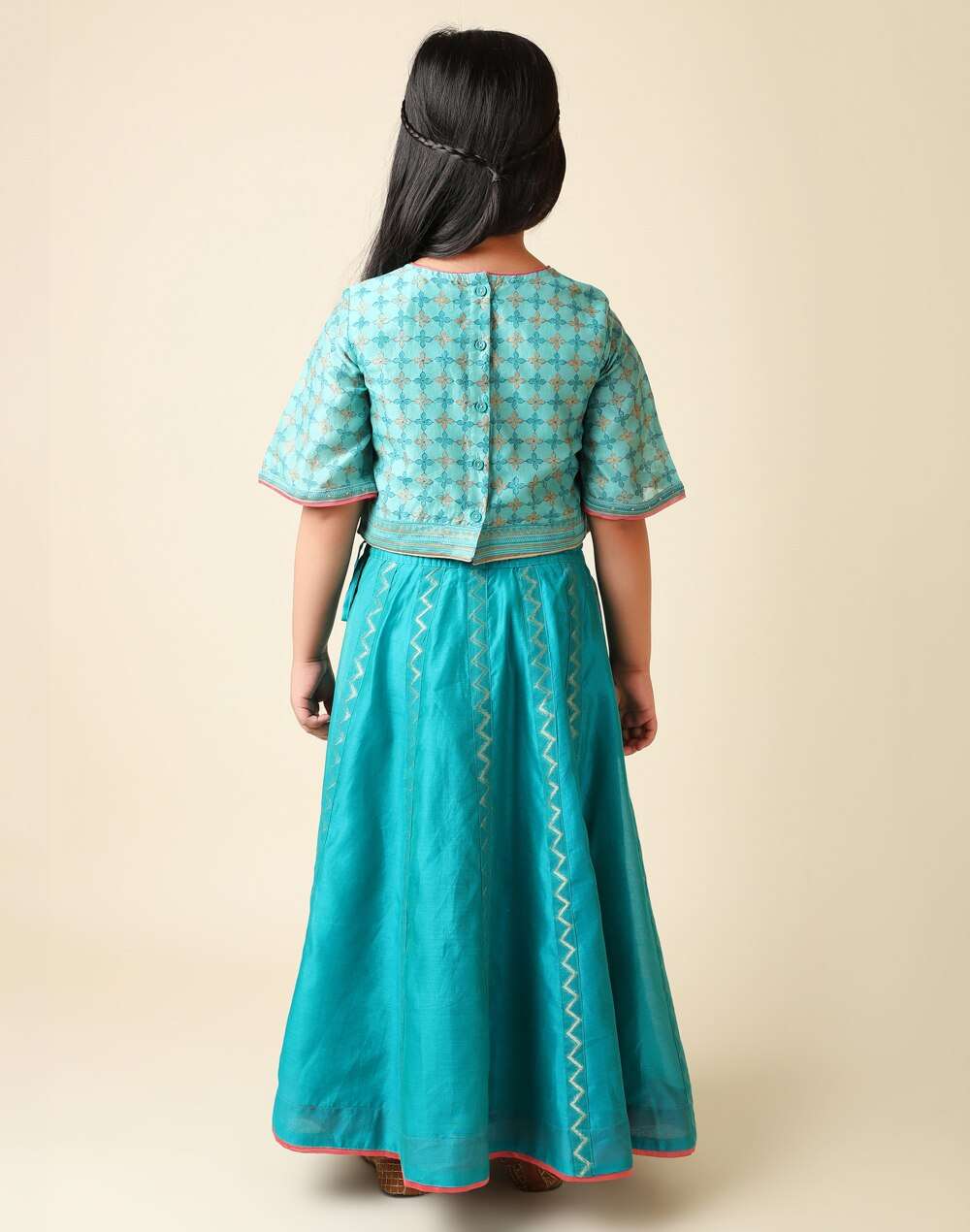 Hand Block Cutwork Cotton Silk Printed 3 Pcs Set