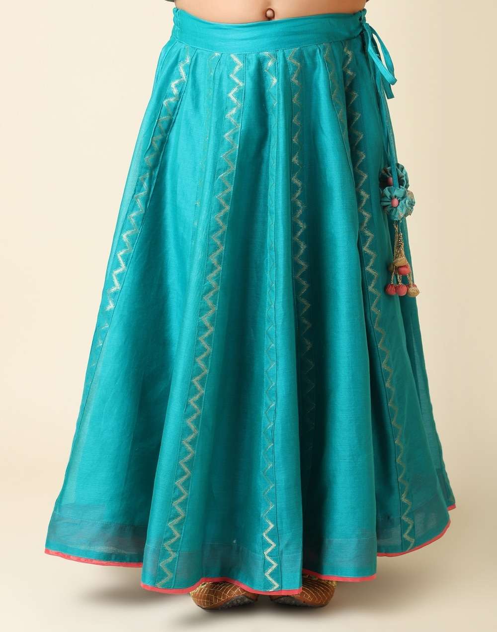 Hand Block Cutwork Cotton Silk Printed 3 Pcs Set