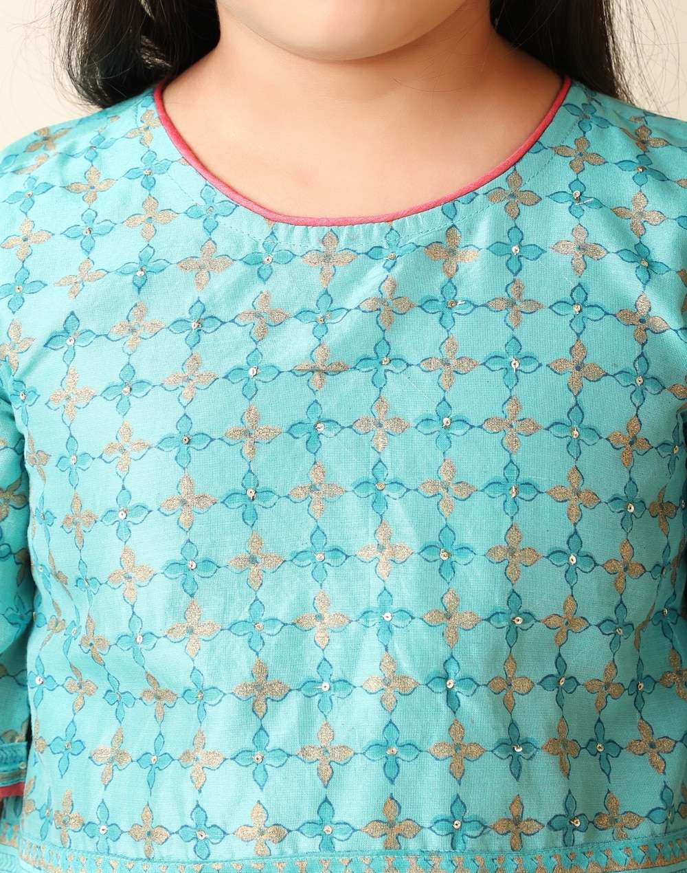Hand Block Cutwork Cotton Silk Printed 3 Pcs Set