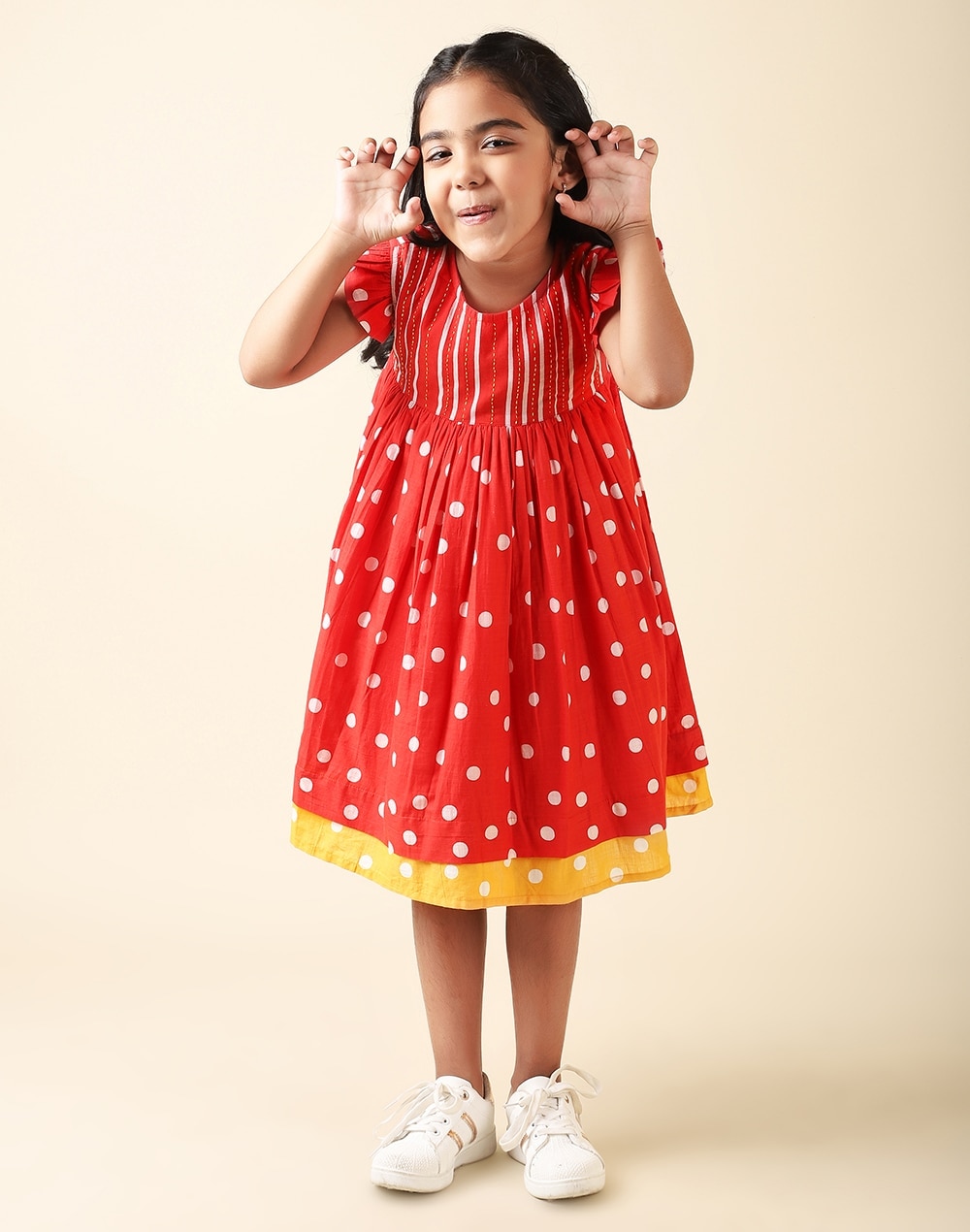 Buy Round Neck Cotton Printed Cap Sleeves Dress for Kids Online at ...