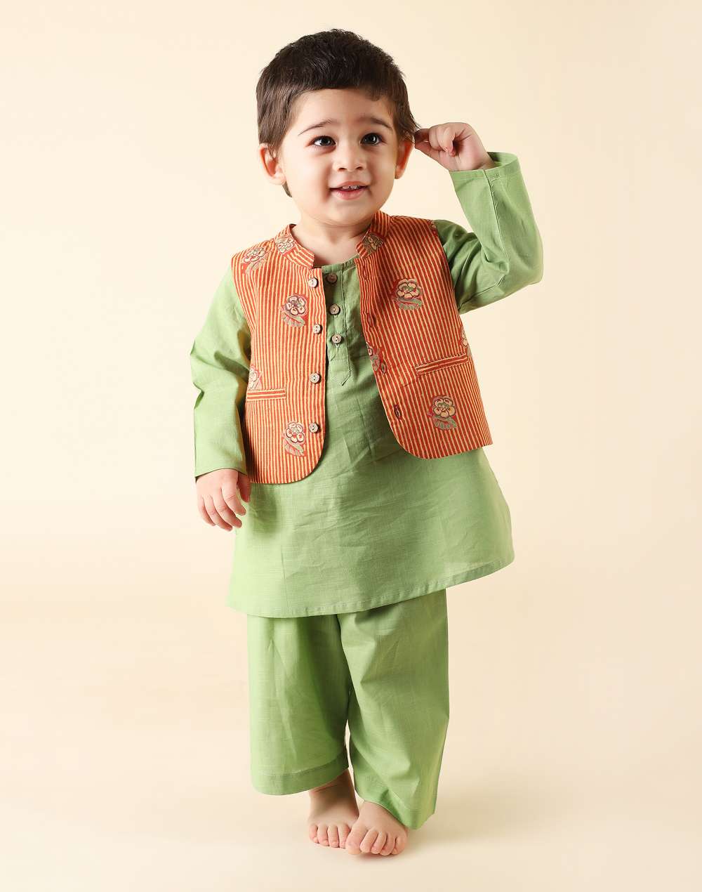 Yellow Cotton Printed Kurta Set