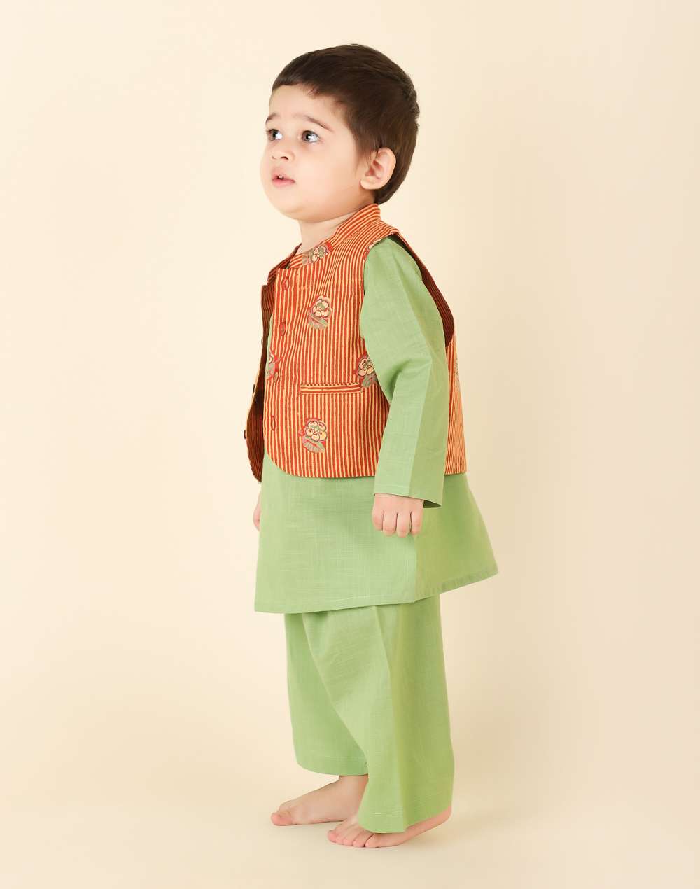 Yellow Cotton Printed Kurta Set