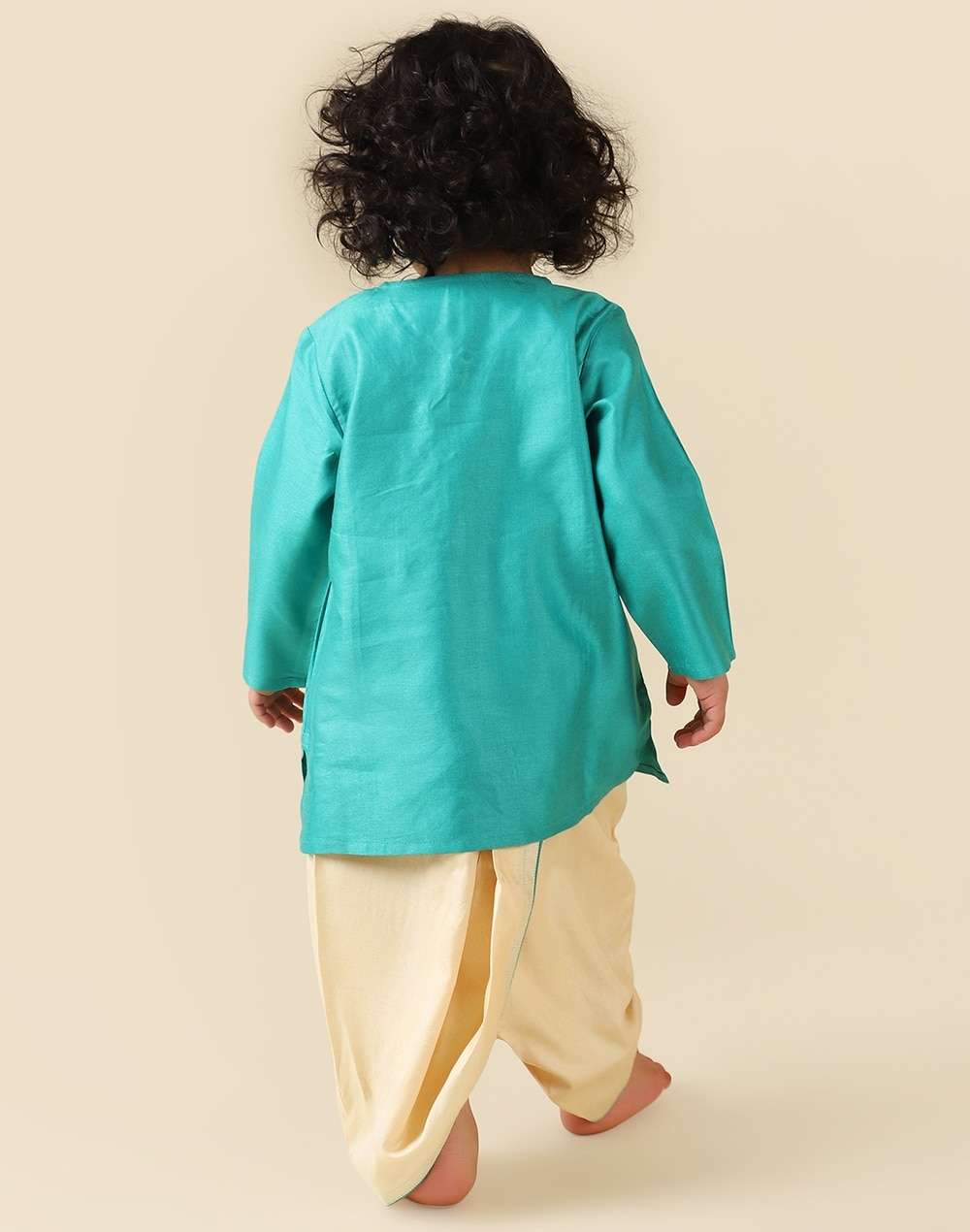 Embroidered Full Sleeves Viscose Blend Dhoti Set
