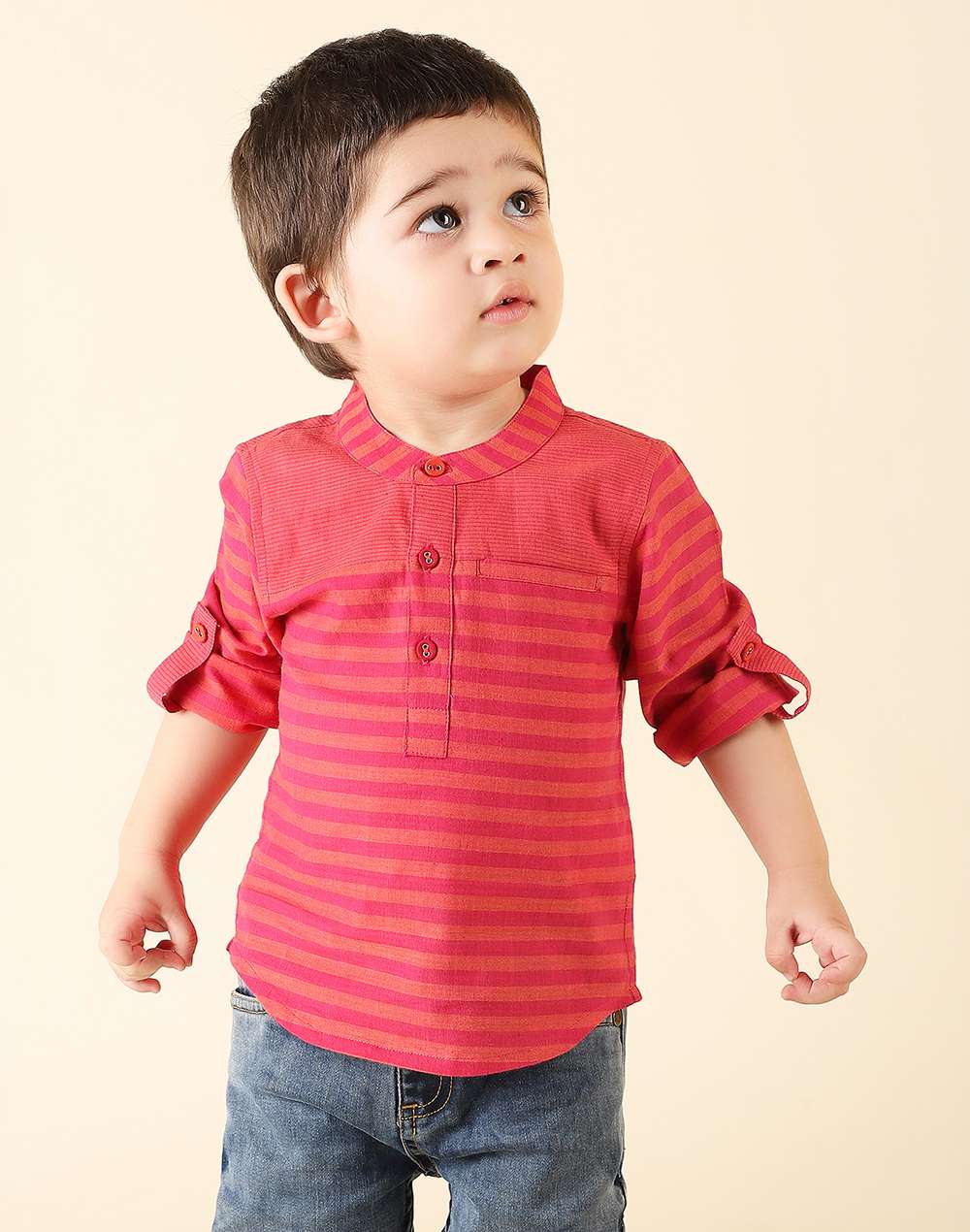 Pink Cotton Striped Short Kurta pink-cotton-striped-short-kurta