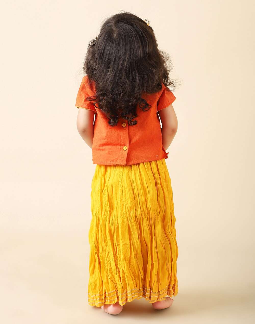Round Neck Cotton Embroidered Lehenga Set