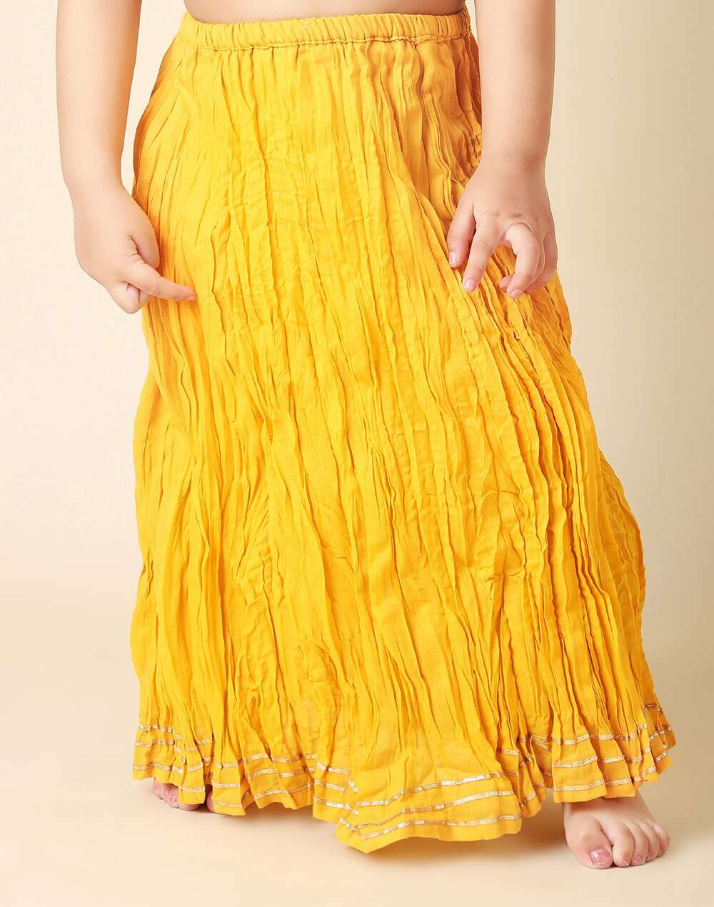 Round Neck Cotton Embroidered Lehenga Set