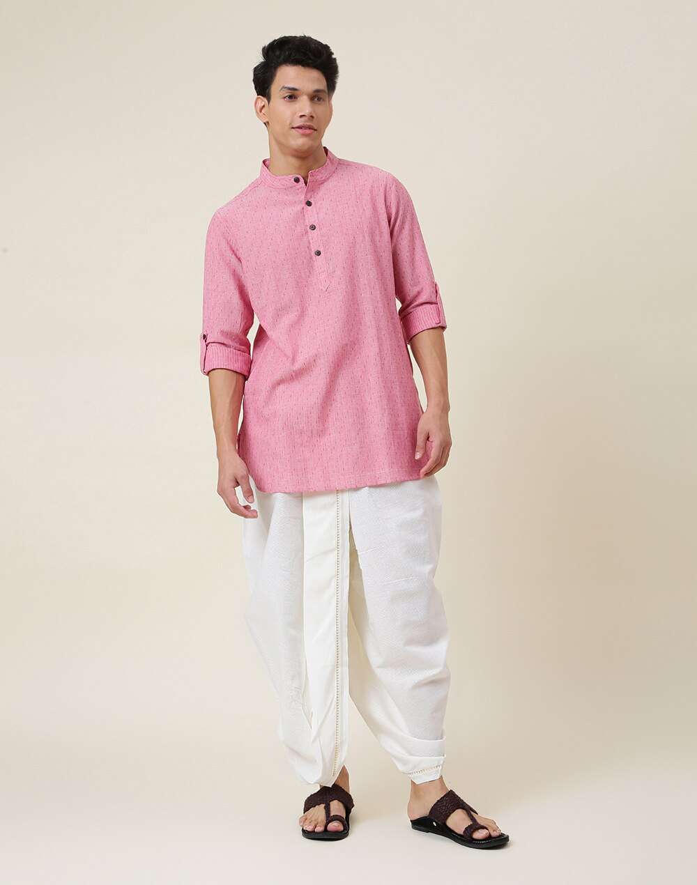 Cotton Chinese Collar Kurta Set