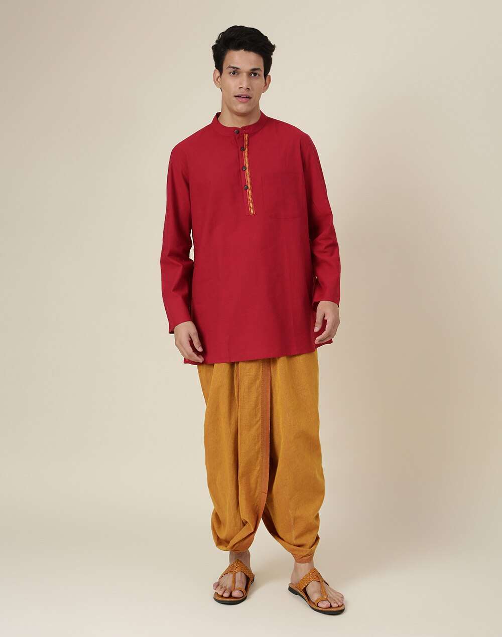 Cotton Chinese Collar Kurta Set