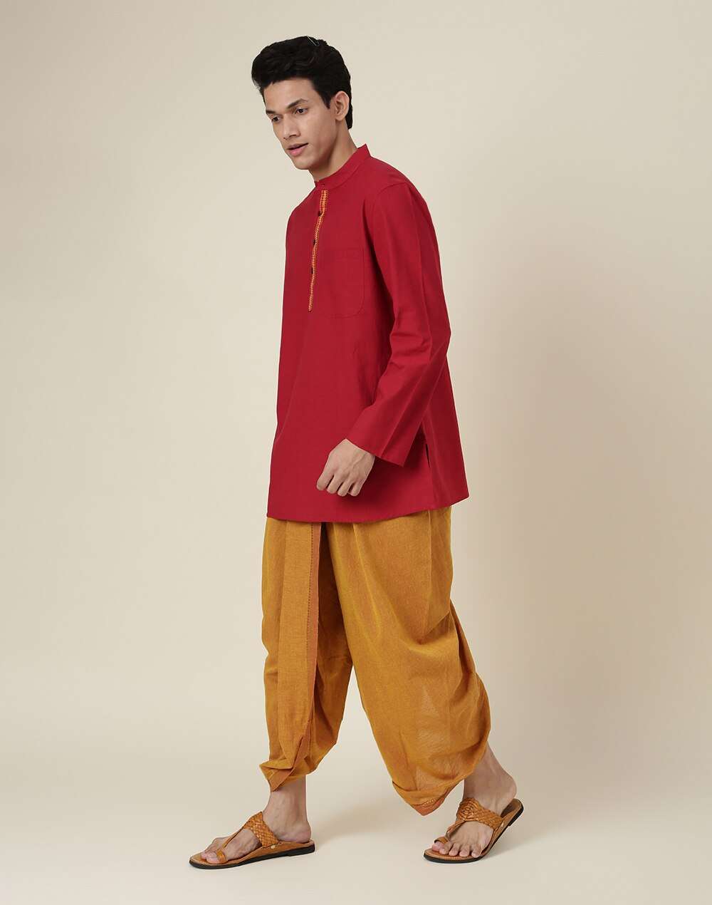 Cotton Chinese Collar Kurta Set