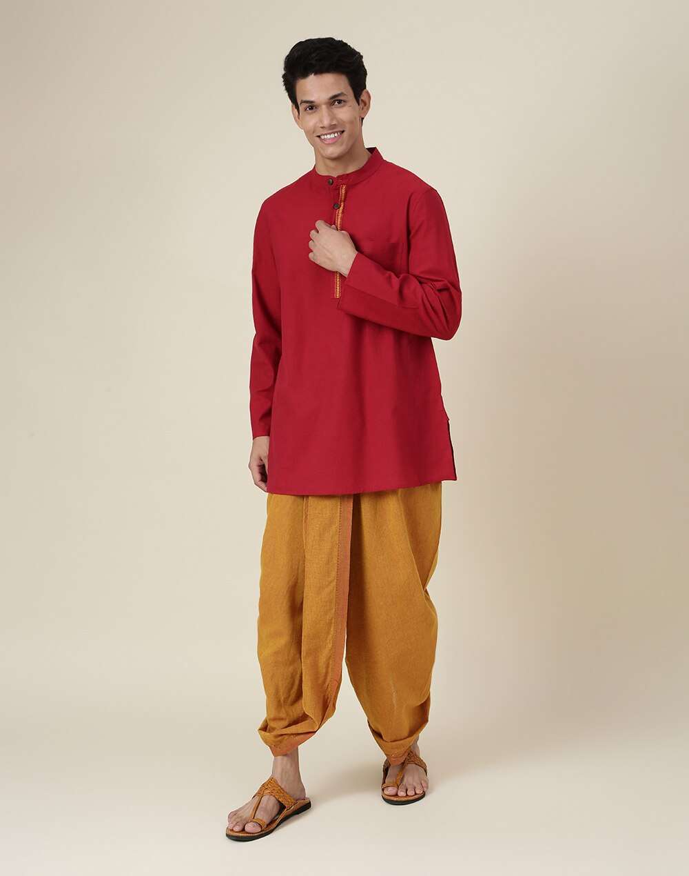 Cotton Chinese Collar Kurta Set