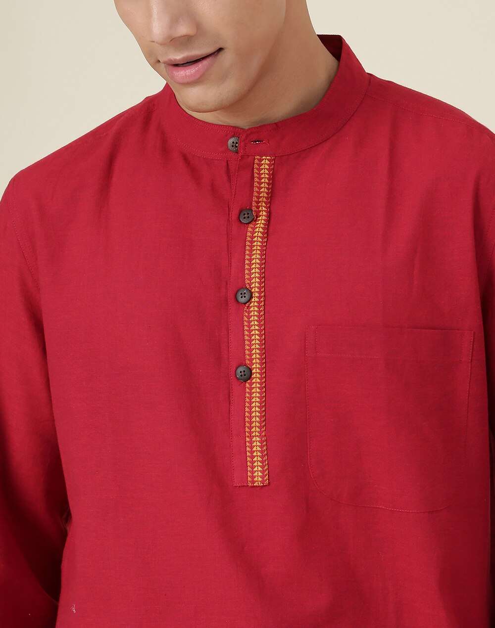 Cotton Chinese Collar Kurta Set