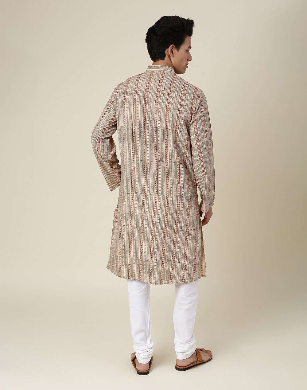 Chinese Collar Cotton Printed Long Kurta