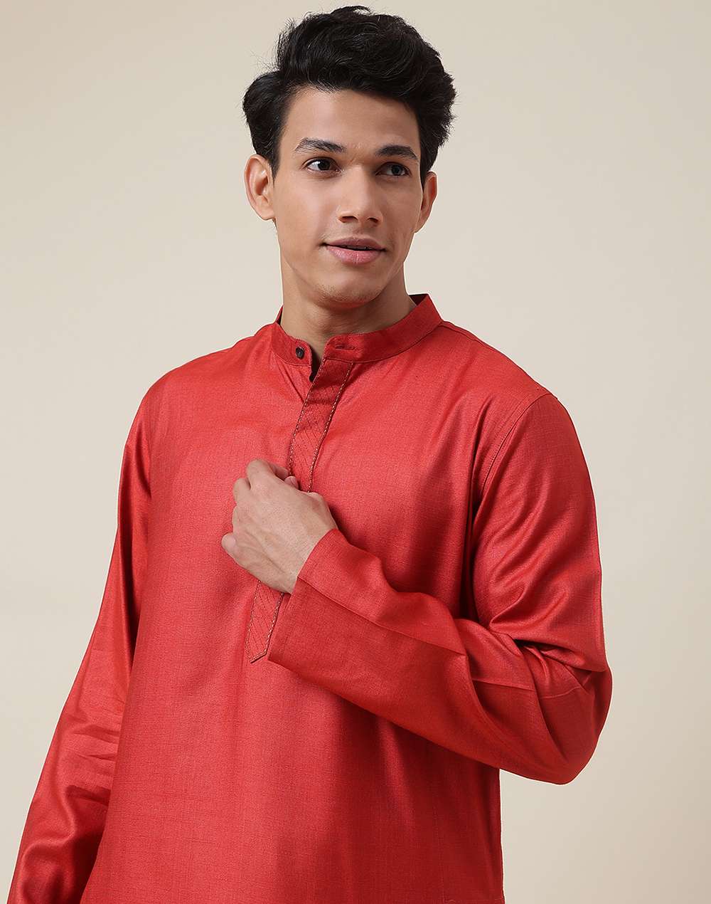 Viscose Silk Chinese Collar Long Kurta