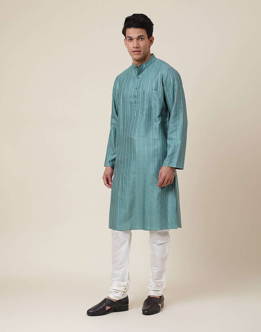 Viscose Blend Chinese Collar Long Kurta