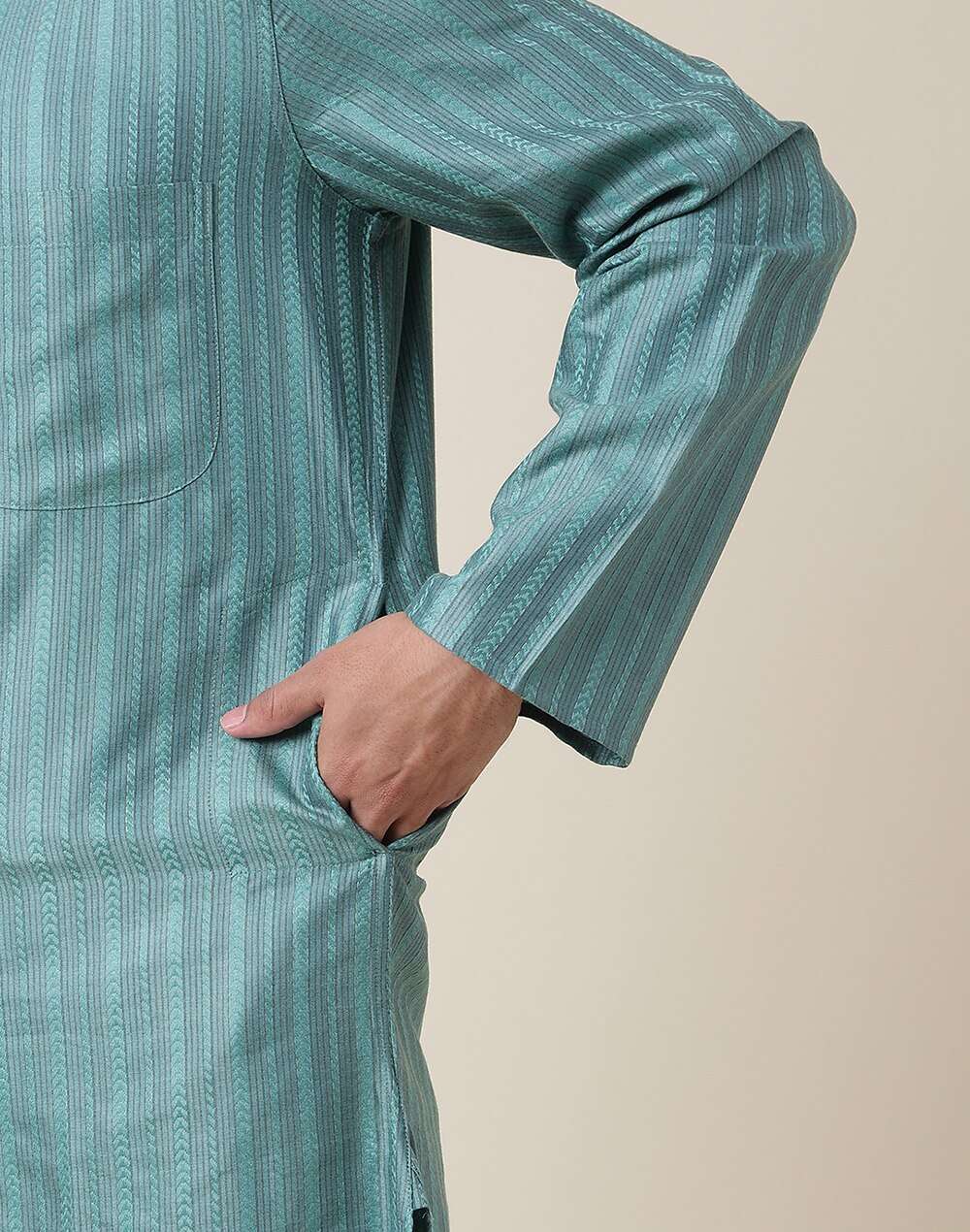 Viscose Blend Chinese Collar Long Kurta