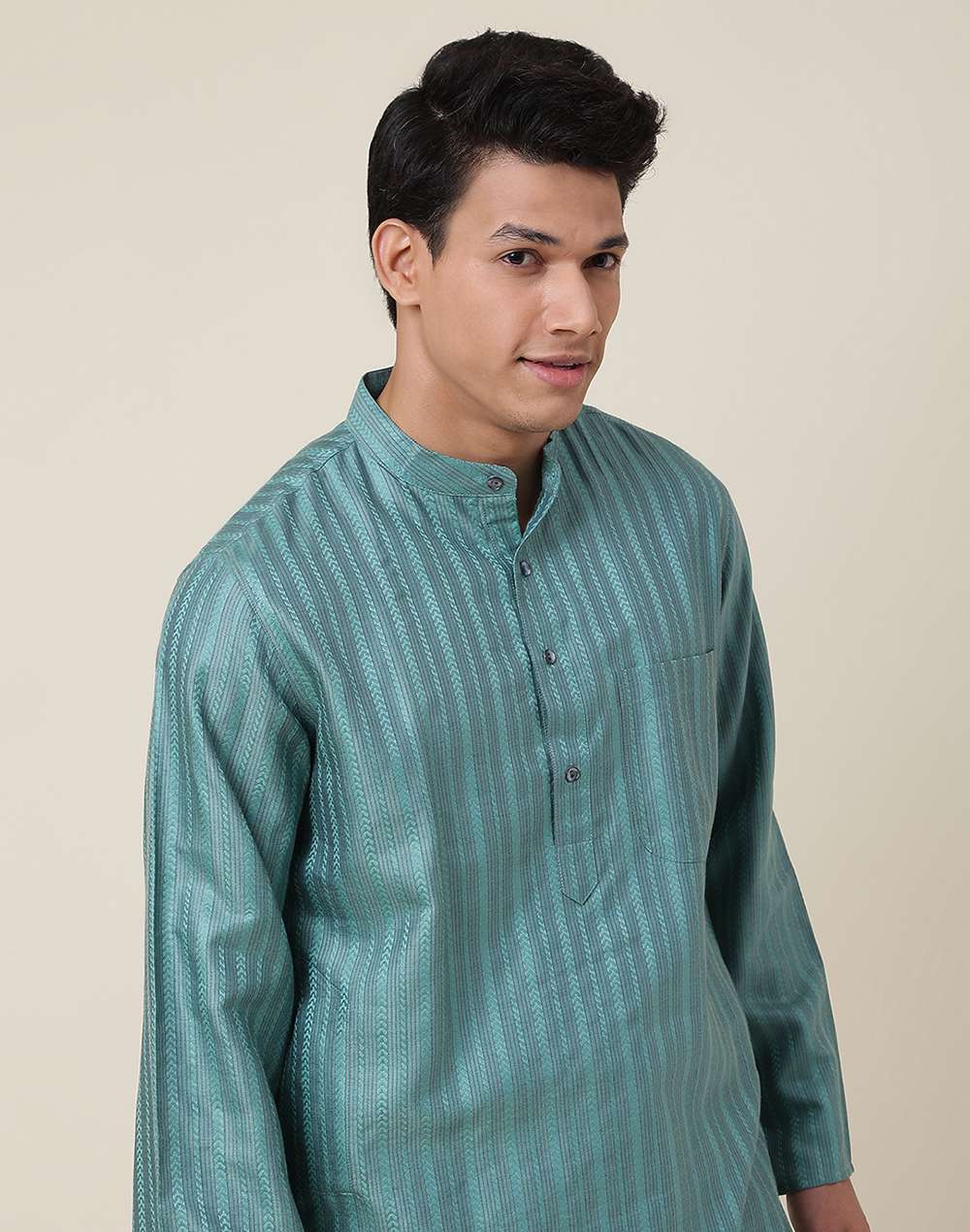 Viscose Blend Chinese Collar Long Kurta