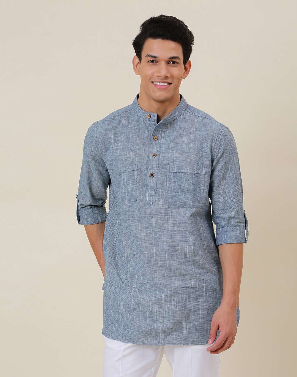 Cotton Chinese Collar Short Kurta