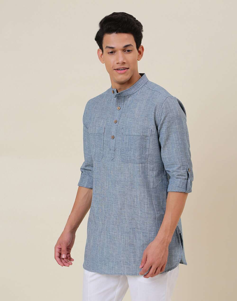 Cotton Chinese Collar Short Kurta