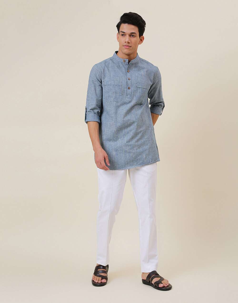 Cotton Chinese Collar Short Kurta