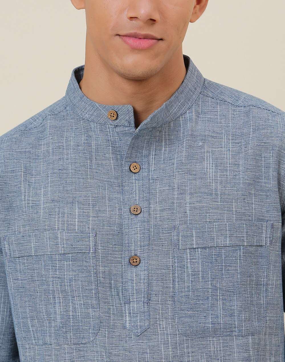 Cotton Chinese Collar Short Kurta