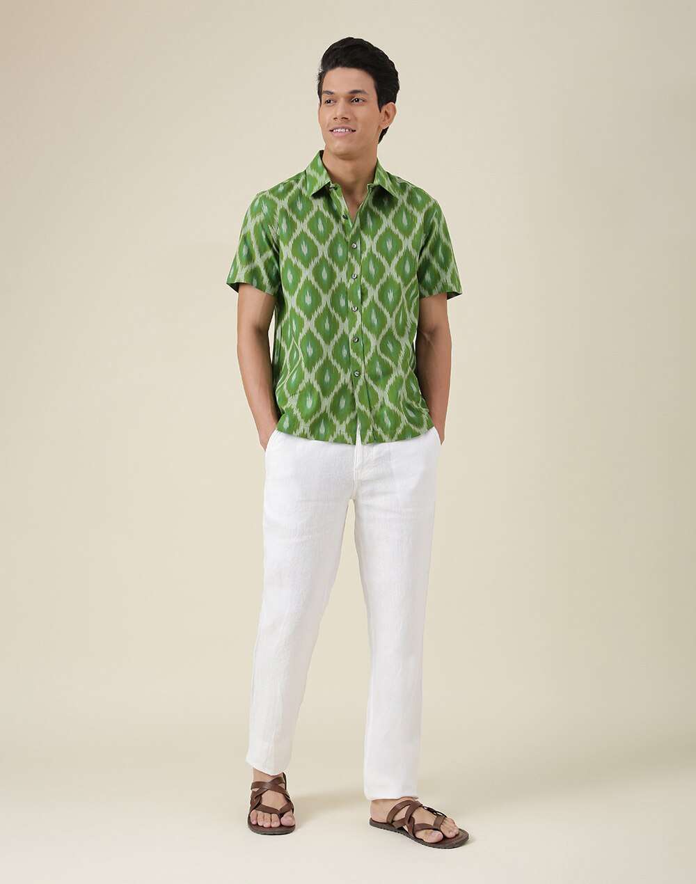 Ikat Printed Cotton Comfort Fit Shirt