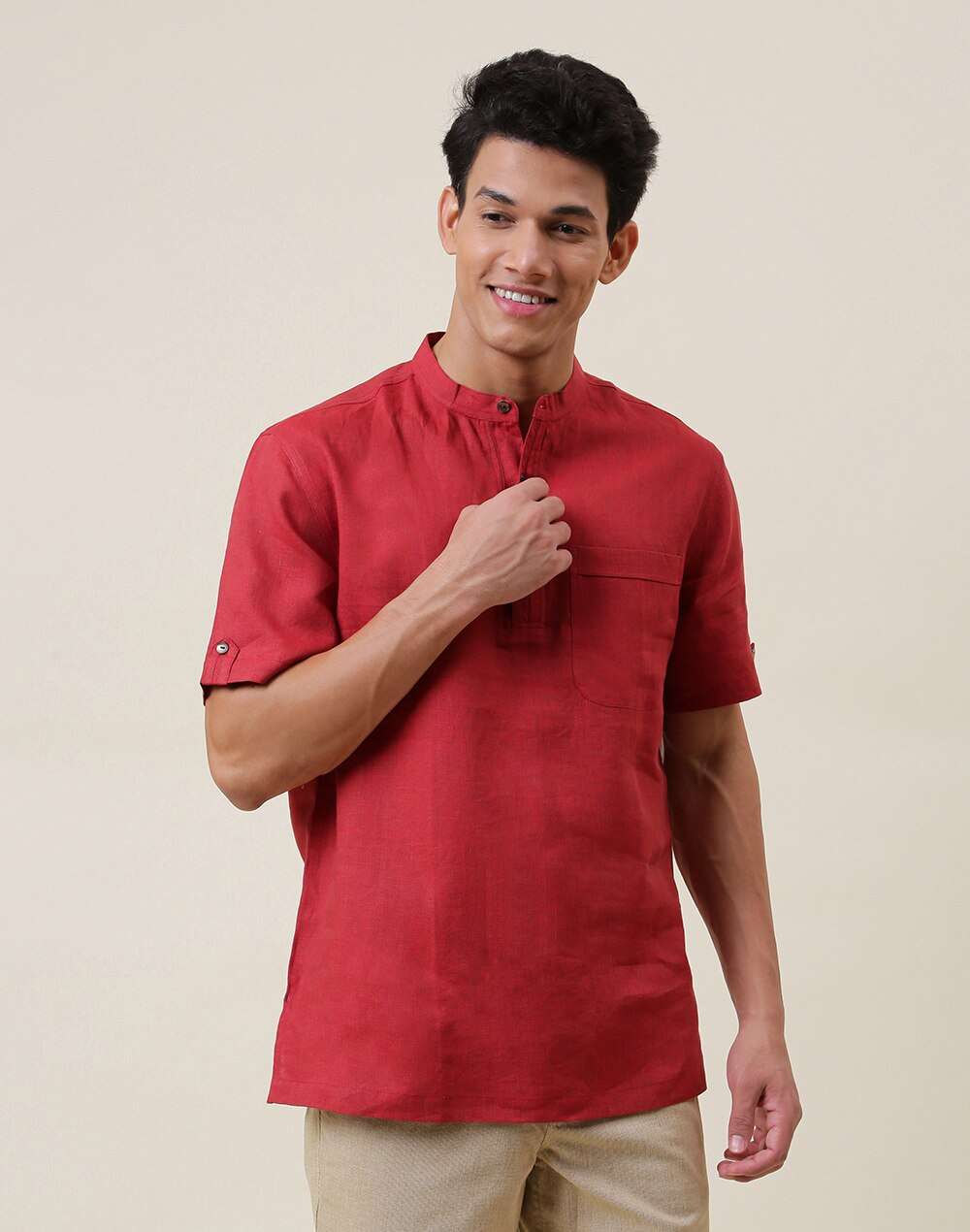 Linen Comfort Fit Mid Placket Shirt
