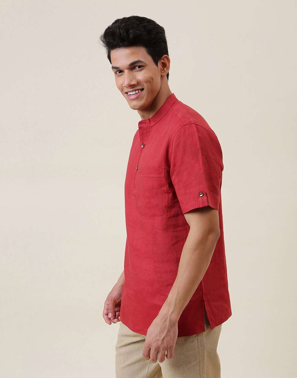 Linen Comfort Fit Mid Placket Shirt
