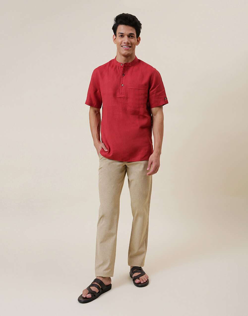 Linen Comfort Fit Mid Placket Shirt