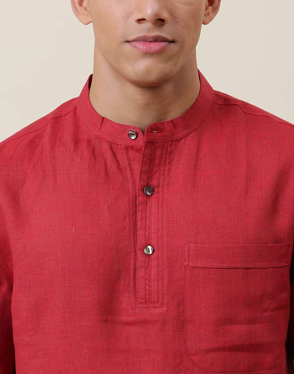 Linen Comfort Fit Mid Placket Shirt