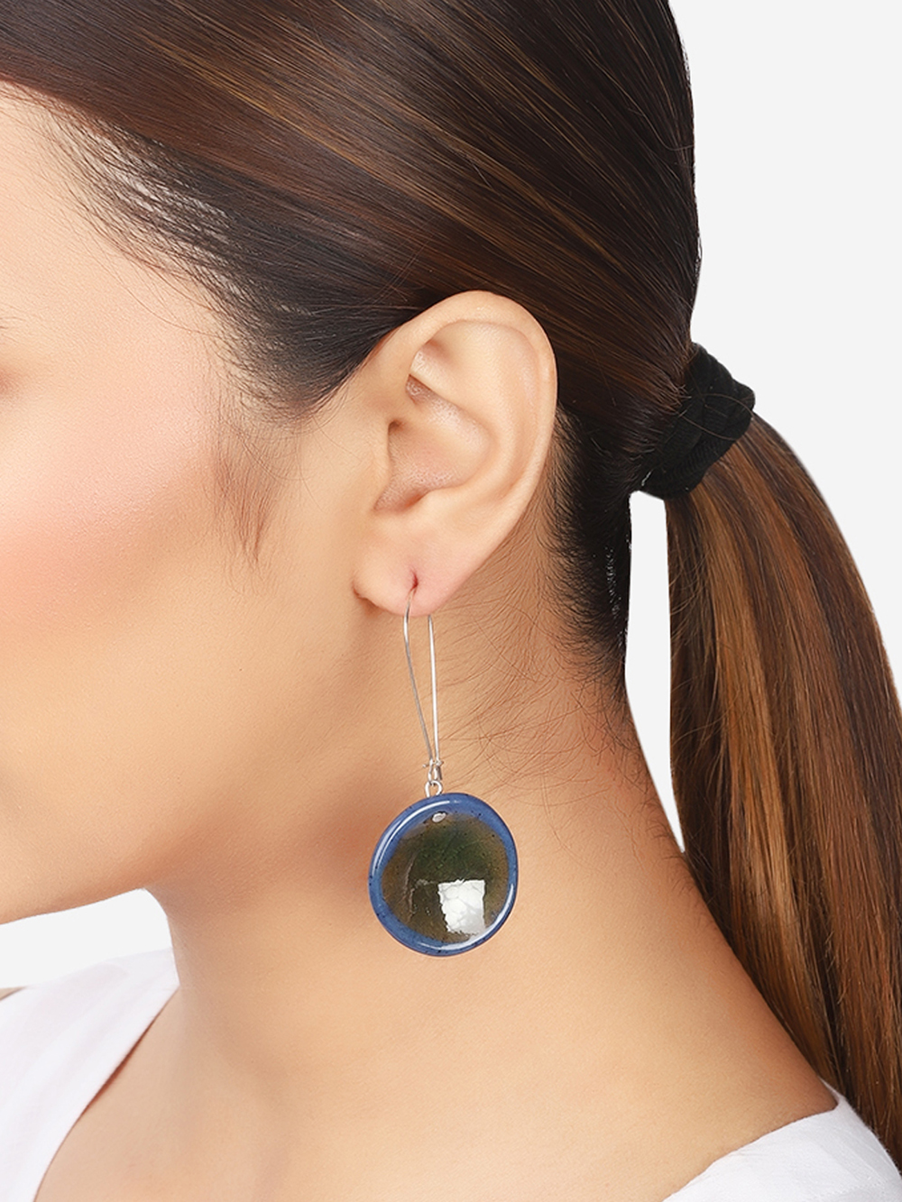 Ceramic Blue Dangler Earrings