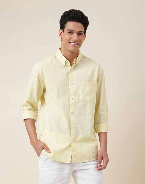 Yellow Cotton Slim Fit Shirt Yellow Cotton Slim Fit Shirt
