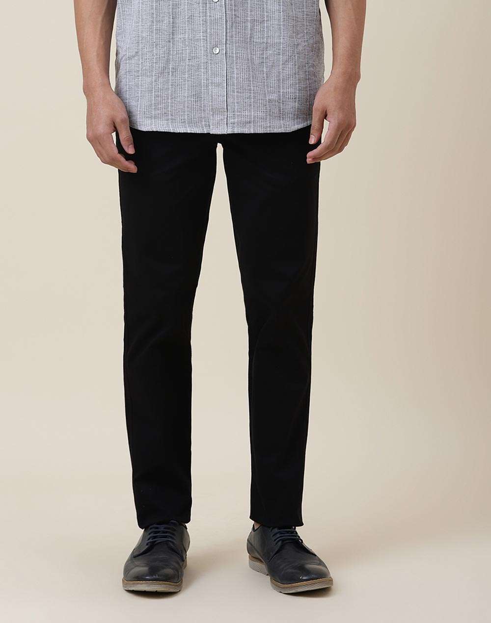 Black Cotton Slim Fit Pant