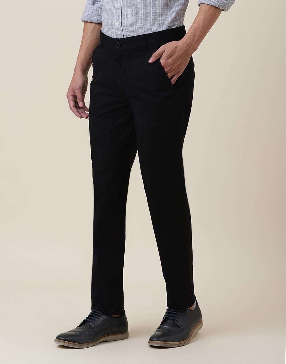 Black Cotton Slim Fit Pant