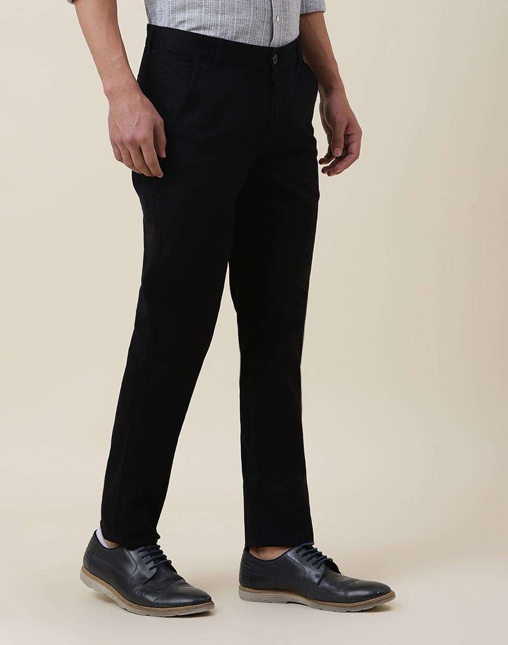 Black Cotton Slim Fit Pant