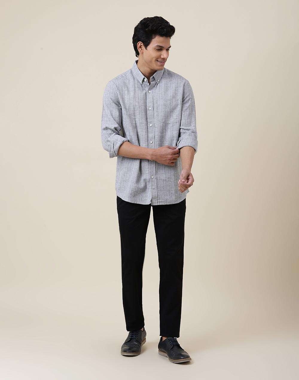 Black Cotton Slim Fit Pant
